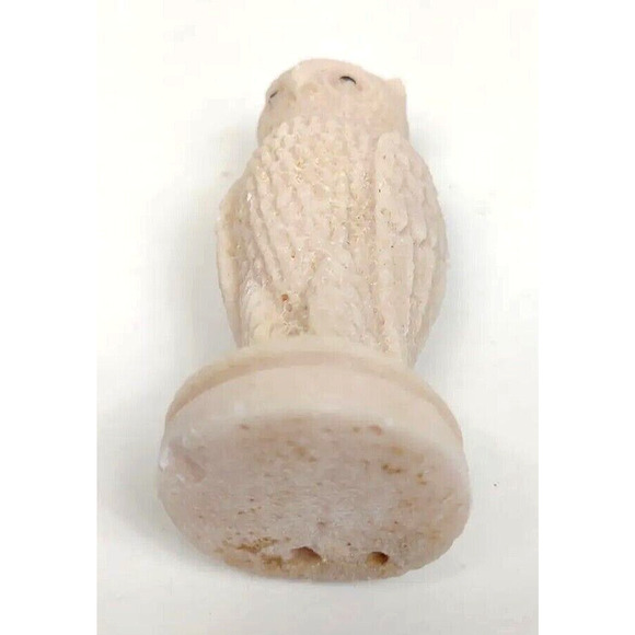 Sand Quartz Owl Figurine Pink w Dark Eyes 3" Vintage Studio Hobbyist Collectible - Picture 5 of 6